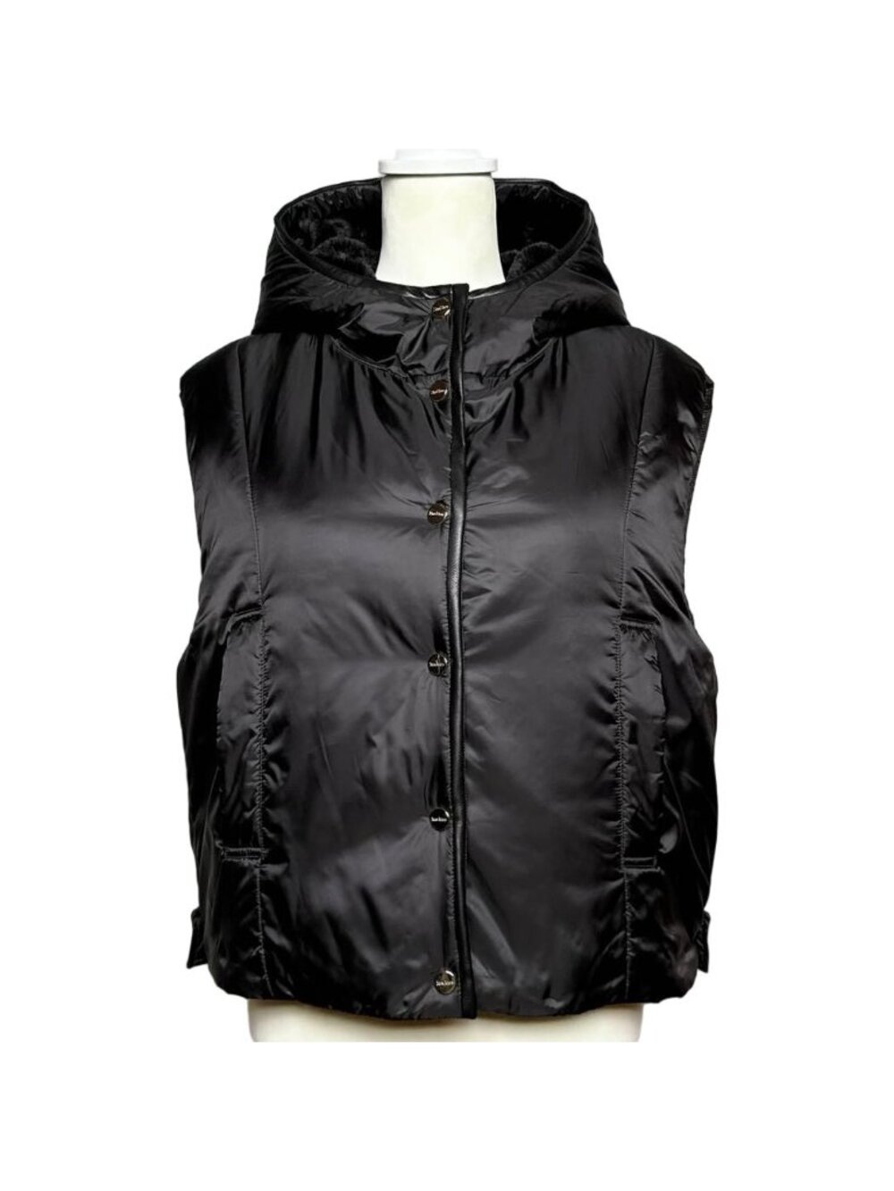 Max Mara the Cube Felix Reversible Fur Vest Black Short Gilet 40
